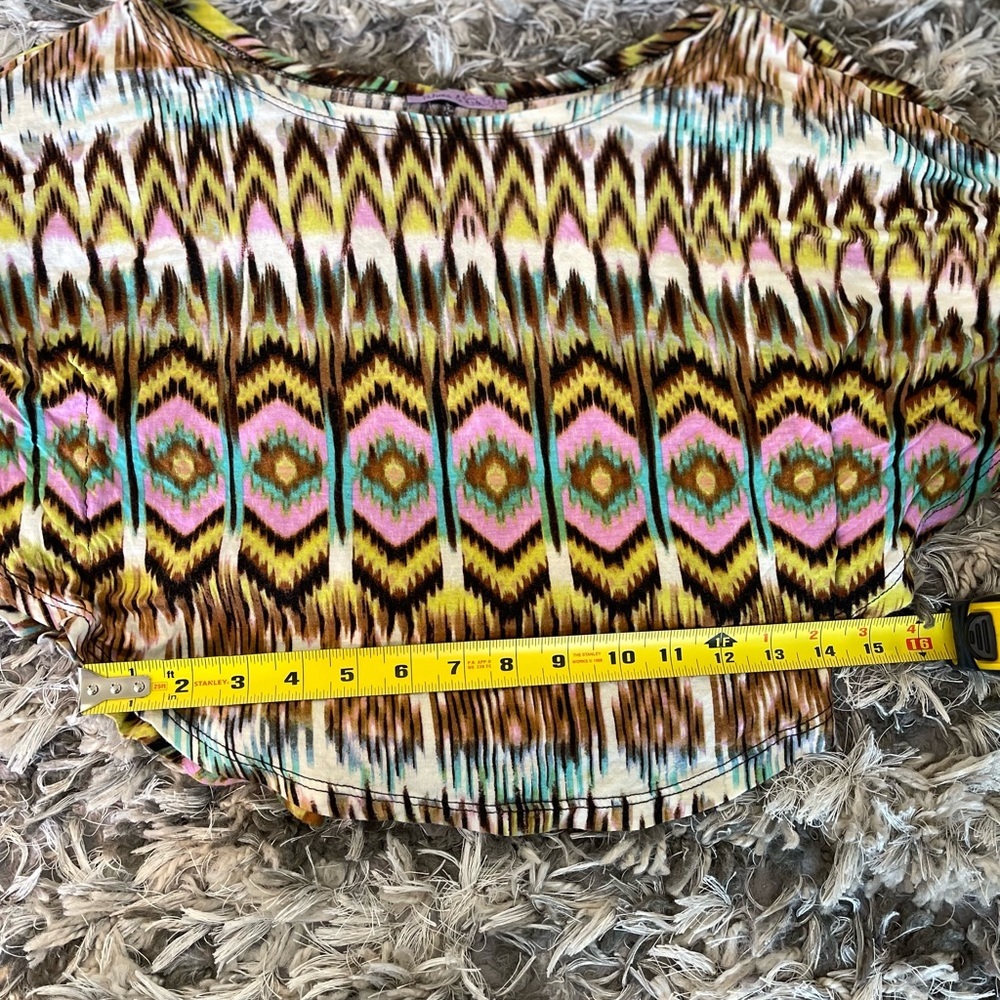 Boho Tribal Print Crop Top Batwing Festival Blouse Size S - Picture 5 of 10